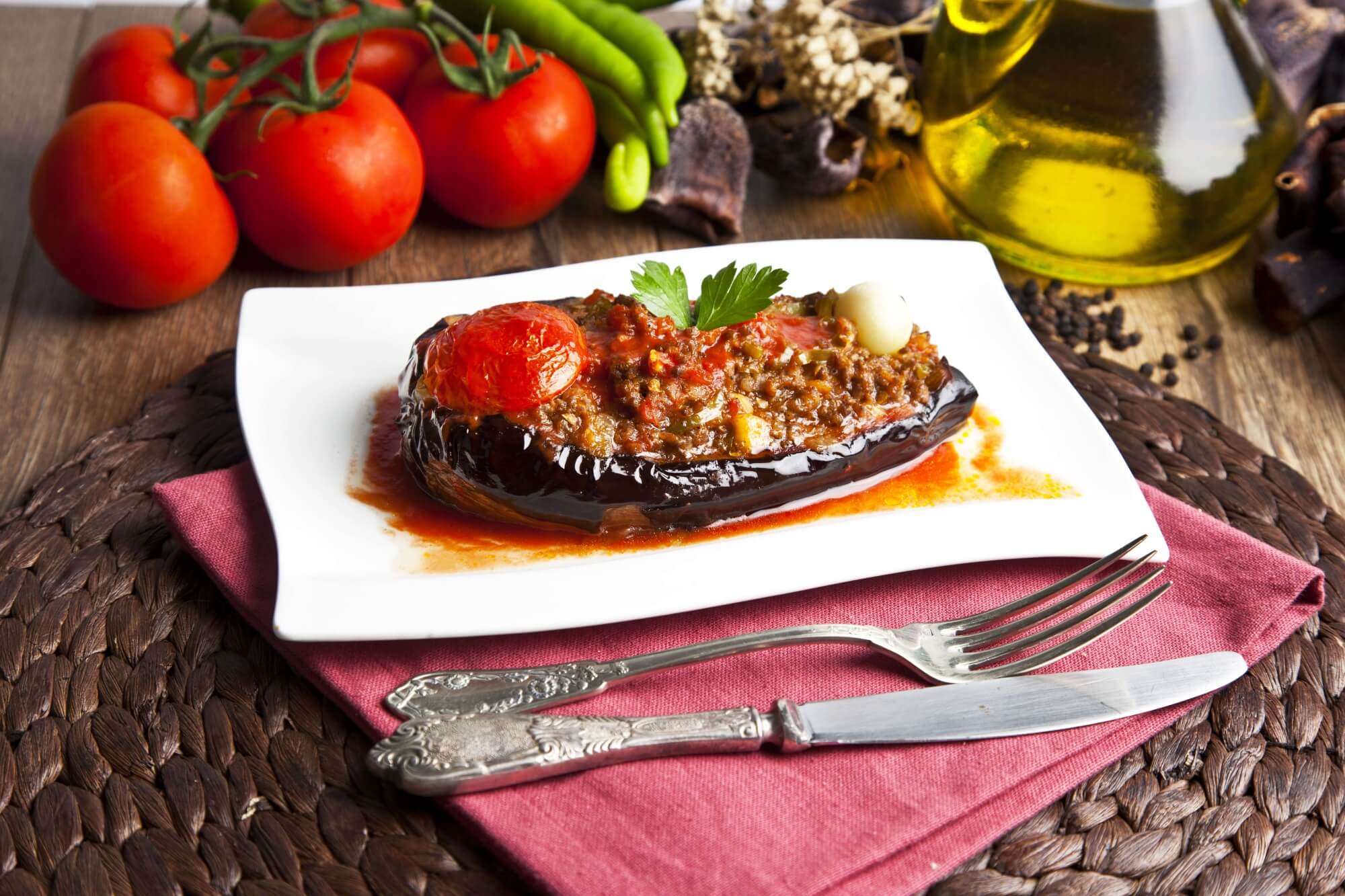 turkish traditional aubergine eggplant meal